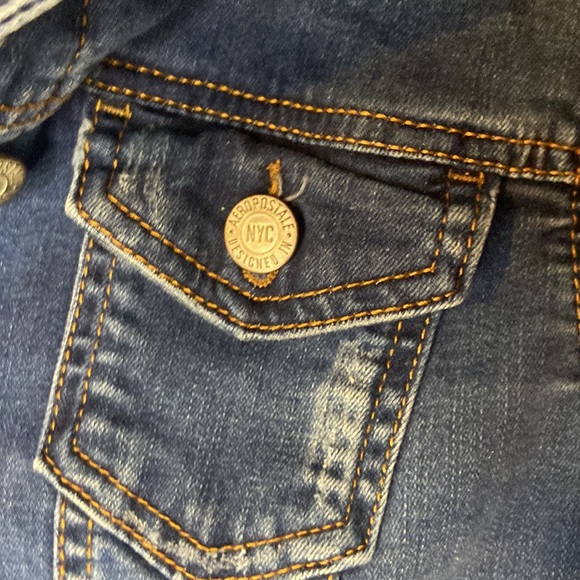 Aeropostale Women's Size Small Blue Button Front Denim Jean Jacket - Picture 3 of 6
